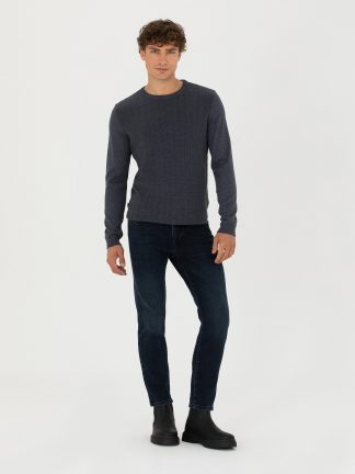 شلوار جین اسلیم فیت مردانه سرمه ای پیرکاردین