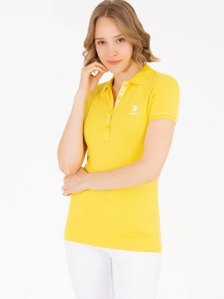 تیشرت زنانه زرد تیره یو اس پولو