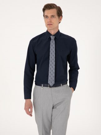 پیراهن رسمی مردانه سرمه ای پیرکاردین