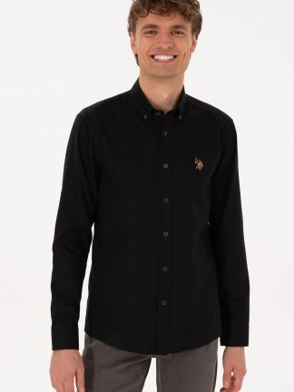 پیراهن آستین بلند مردانه مشکی یو اس پولو