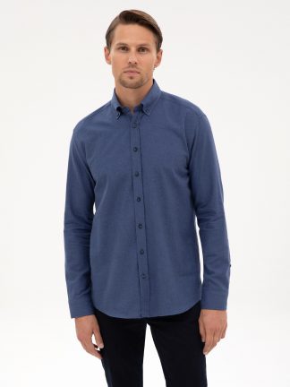 پیراهن آستین بلند مردانه نیلی پیرکاردین