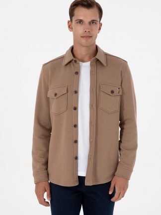 پیراهن آستین بلند مردانه شتری یو اس پولو