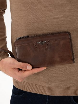 کیف پول و کارت مردانه قهوه ای کاشارل