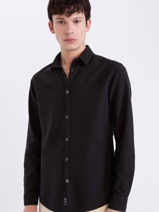 پیراهن آستین بلند مردانه مشکی دفکتو