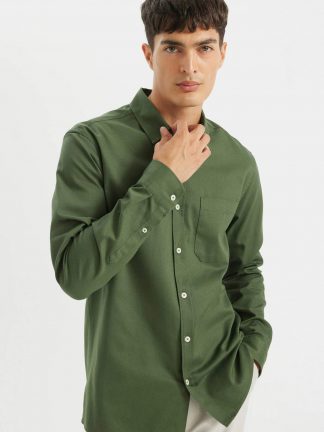 پیراهن آستین بلند مردانه سبز دفکتو