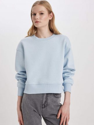 سویشرت زنانه آبی روشن دفکتو