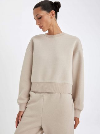 سویشرت زنانه بژ دفکتو