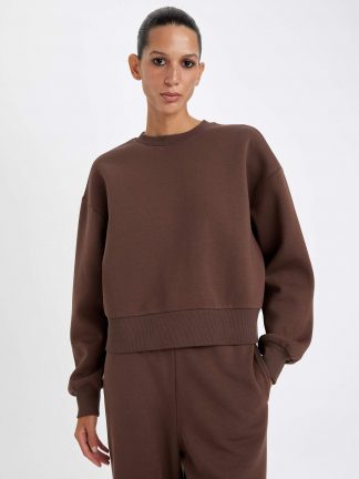 سویشرت زنانه قهوه ای دفکتو