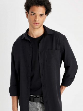 پیراهن آستین بلند مردانه مشکی دفکتو