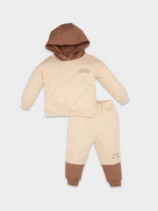 ست لباس نوزاد پسر بژ دفکتو