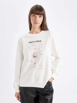 سویشرت زنانه بژ دفکتو