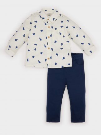 ست لباس نوزاد پسر بژ دفکتو