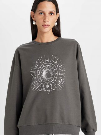 سویشرت زنانه ذغالی تیره (فرعی) (مادر:ذغالی) دفکتو