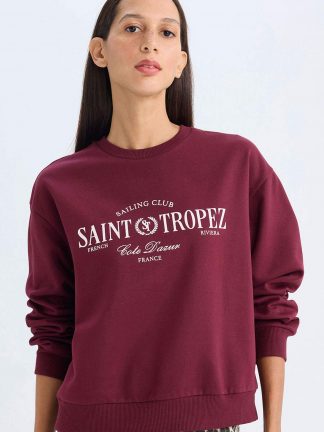 سویشرت زنانه زرشکی دفکتو