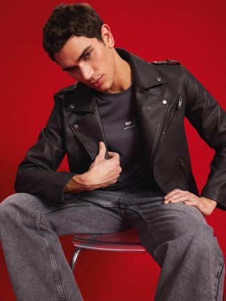 کت چرمی مردانه مشکی دفکتو