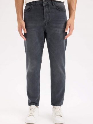 شلوار جین اسلیم فیت مردانه خاکستری تیره دفکتو