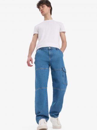 شلوار جین بگ مردانه نعنایی (فرعی) (مادر:آبی) دفکتو