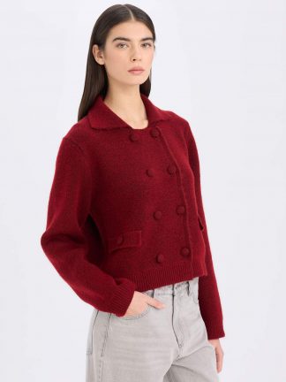 ژاکت زنانه زرشکی دفکتو