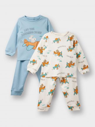 ست لباس نوزاد پسر آبی دفکتو