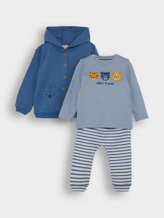 ست لباس نوزاد پسر آبی دفکتو