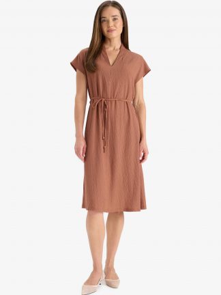 پیراهن زنانه قهوه ای روشن دفکتو