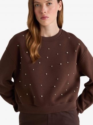 سویشرت زنانه قهوه ای دفکتو