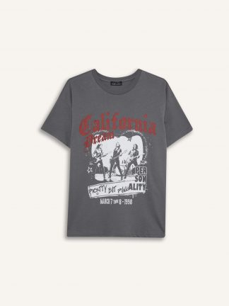 تیشرت زنانه خاکستری تیره دفکتو