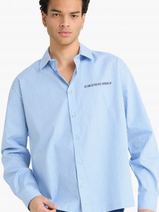 پیراهن آستین بلند مردانه آبی دفکتو