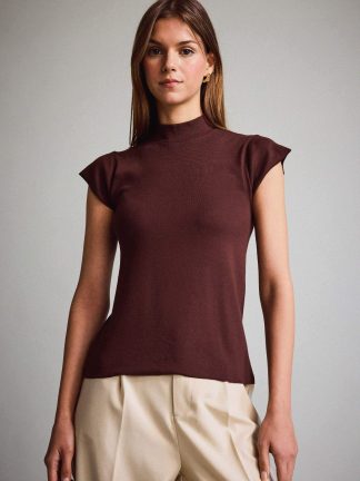 تیشرت زنانه قهوه ای دفکتو