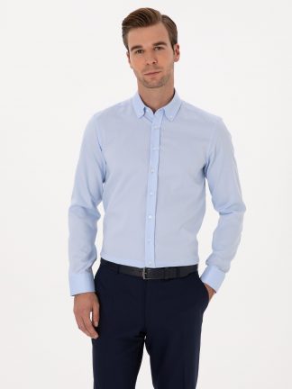 پیراهن رسمی مردانه آبی روشن کاشارل