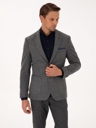 کت مردانه خاکی ملانژ پیرکاردین