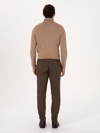 شلوار کتان مردانه قهوه ای کاشارل