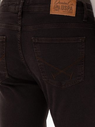 شلوار جین اسلیم فیت مردانه قهوه ای تیره یو اس پولو