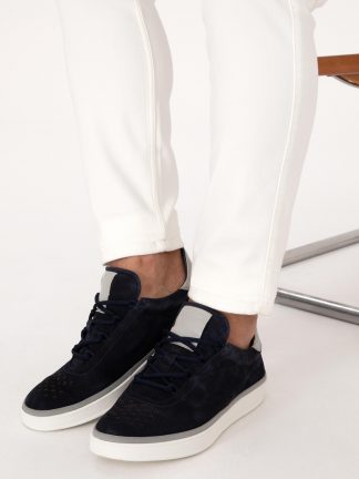 کفش کتانی مردانه سرمه ای چرم مدل Casual کارشال