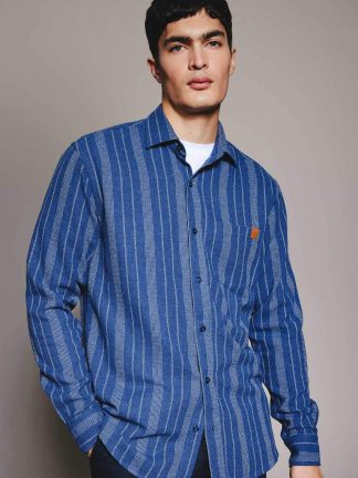 پیراهن آستین بلند مردانه سرمه ای دفکتو