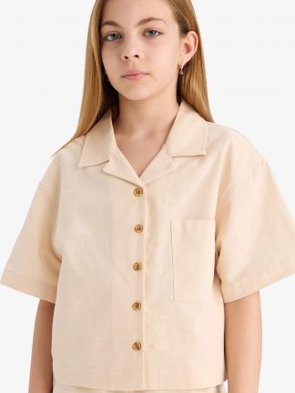 شومیز دخترانه طوسی روشن دفکتو تصویر ۱