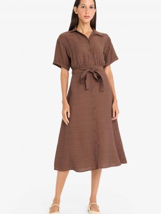 پیراهن زنانه قهوه ای دفکتو تصویر ۱