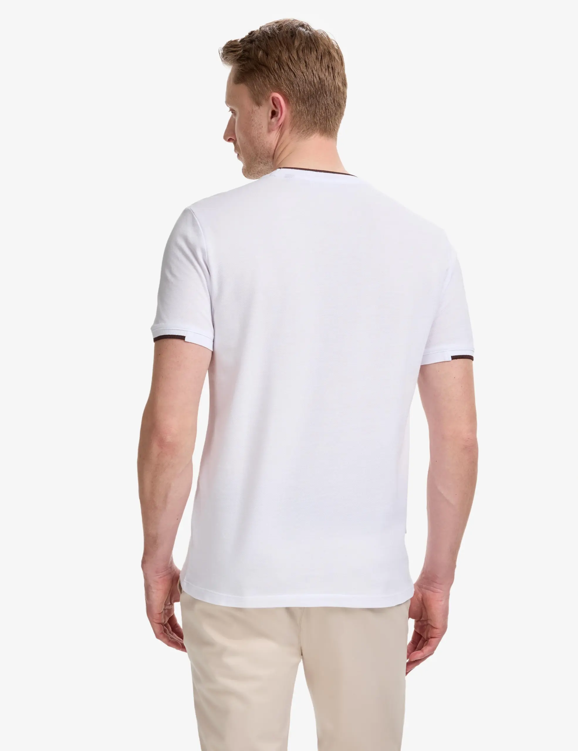 تیشرت مردانه پیرکاردین مدل اسلیم فیت نخی رنگ سفید تصویر ۵