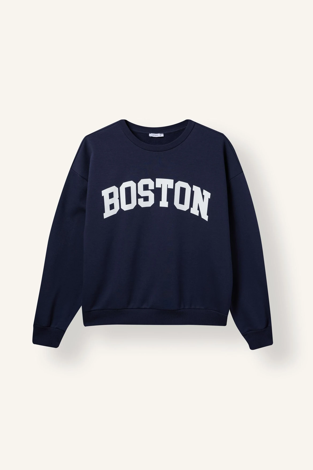 سویشرت زنانه دفکتو اورسایز نخی سرمهای با چاپ BOSTON تصویر ۶