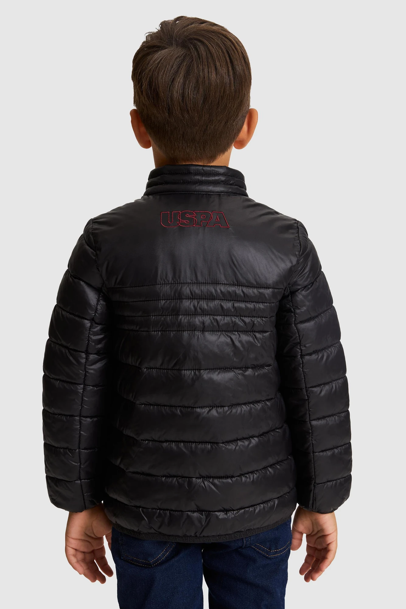 کاپشن پسرانه یو اس پولو مشکی یقه ایستاده تصویر ۵